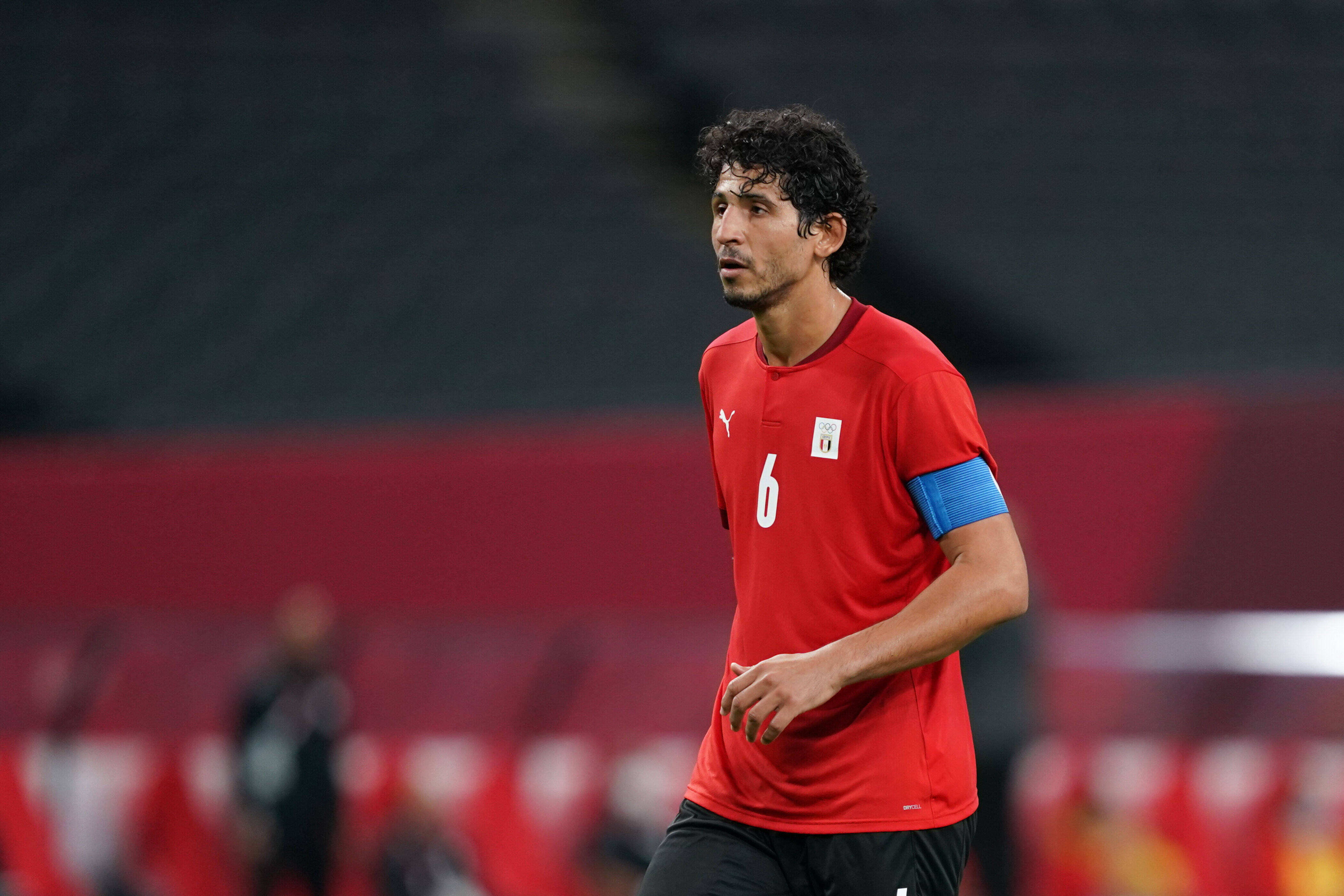 Captain Ahmed Hegazy (6 Egypt) in action (close up player)during the Men™s Olympic Football Tournament Tokyo 2020 match between Egypt and Spain at Sapporo Dome in Sapporo, Japan. Egypt v Spain