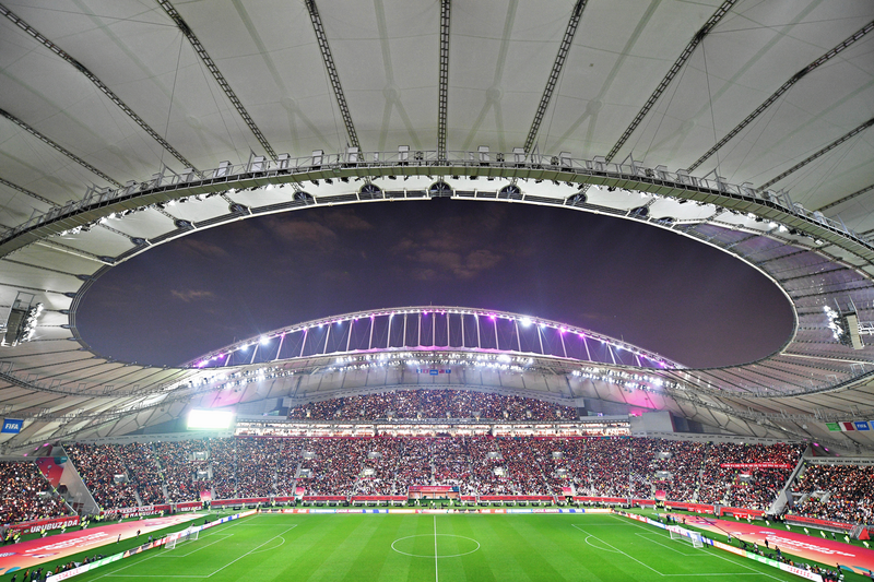 DOHA, QATAR - DECEMBER 21: A general view of the stadium is seen before the FIFA Club World Cup 2019 final match between Liverpool FC and CR Flamengo at Khalifa International Stadium on December 21, 2019 in Doha, Qatar. (Photo by Lukas Schulze - FIFA/FIFA via Getty Images)