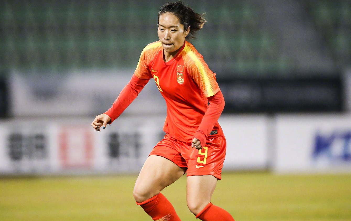 China PR women team forward Tang Jiali in action.