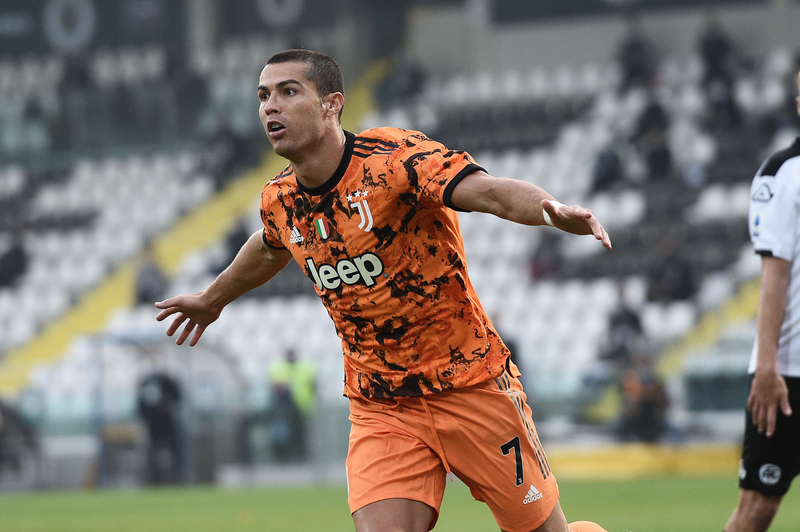 November 1, 2020 Cesena, Italy soccer Spezia vs Juventus - Italian Football Championship League A TIM 2020/2021 - Dino Manuzzi stadium In the pic: Cristiano Ronaldo (Juventus F.C.) celebrates after sc