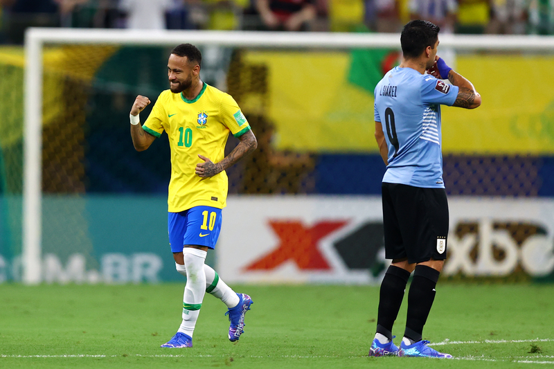 Neymar Jr. of Brazil celebrates after scoring 