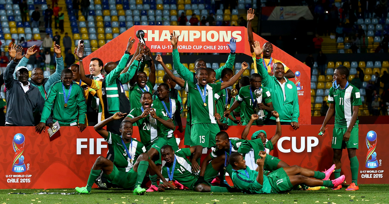 Nigeria celebrate winning the FIFA U-17 World Cup in 2015.