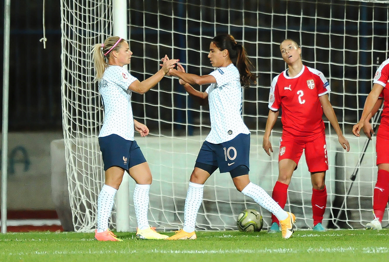 SERBIA vs FRANCE Subotica, 18.09.2020. joie but amel majri et eugenie le sommer FOOTBALL FEMININ : Serbie vs France - UEFA qualification Euro - 18/09/2020 Panoramic/NikolaKrstic