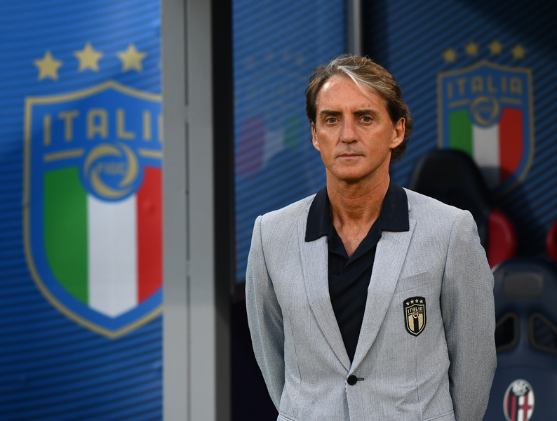 Head coach Italy Roberto Mancini looks on during the international friendly match between Italy and Czech Republic at on June 04, 2021 in Bologna, Italy.