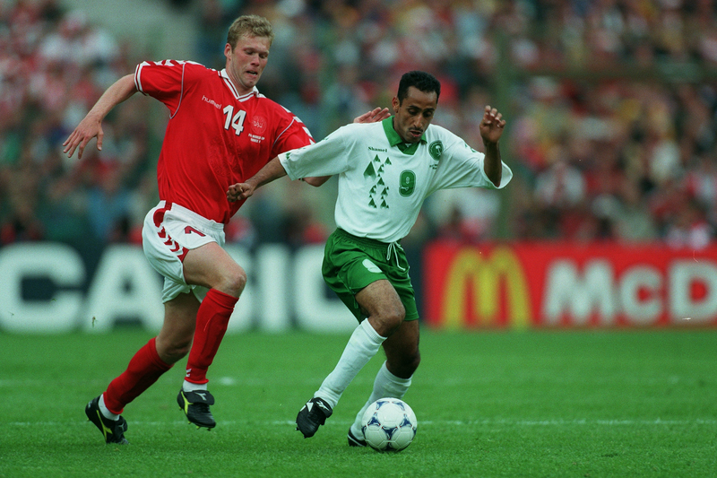 Morten Wieghorst in action at the 1998 World Cup.