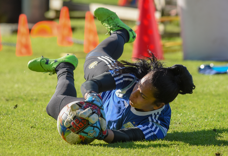 Vanina Correa of Argentina catches the ball during a training session