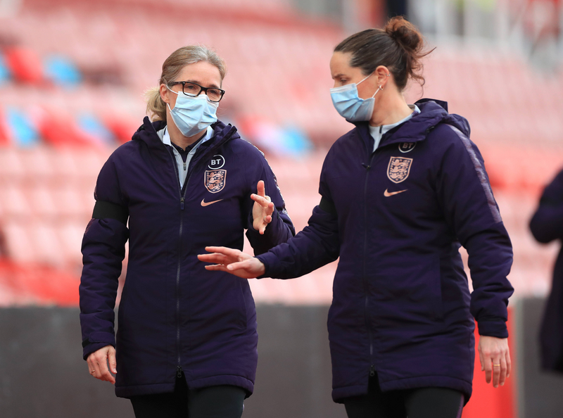 Team GB coaches Hege Riise and Rhian Wilkinson.