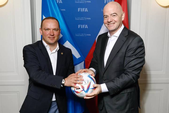 FIFA President Gianni Infantino Meeting with Latvian Football Federation President Vadims Ļašenko