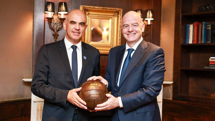 NEW YORK, UNITED STATES - SEPTEMBER 24: FIFA President Gianni Infantino meets with European Council Secretary general Alain Berset on September 26, 2024 in New York, United States. (Photo by Dustin Satloff - FIFA/FIFA via Getty Images)