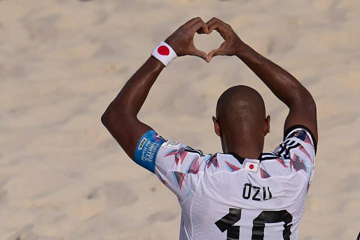 Ozu Moreira of Japan celebrates after scoring