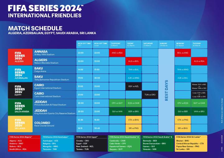 FIFA Series 2024 match schedule