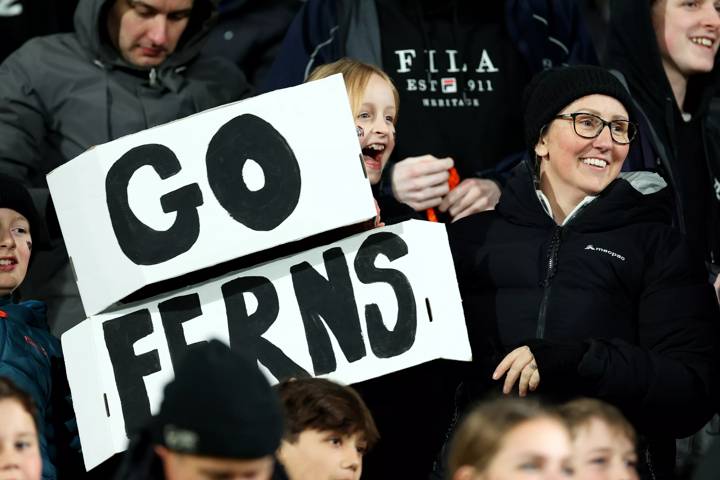 New Zealand fans show their support during the FIFA Women's World Cup Australia & New Zealand 2023 Group A match between New Zealand and Philippines at Wellington Regional Stadium