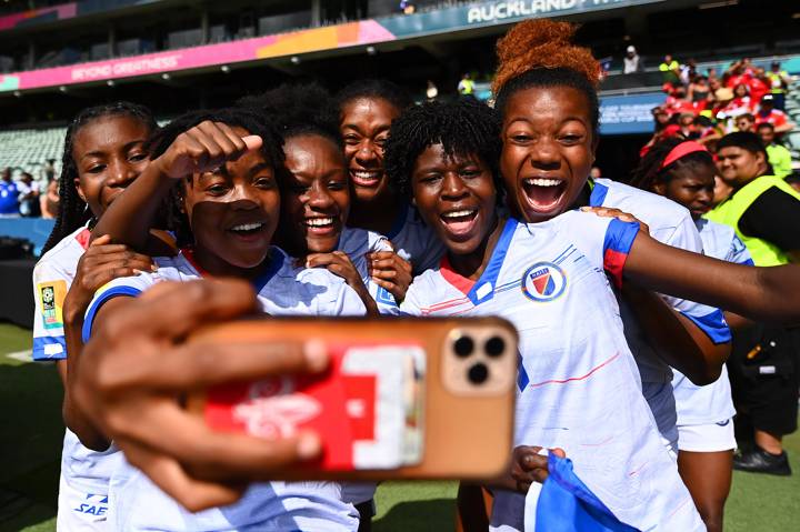 Haiti celebrate qualifying for the 2023 FIFA Women's World Cup