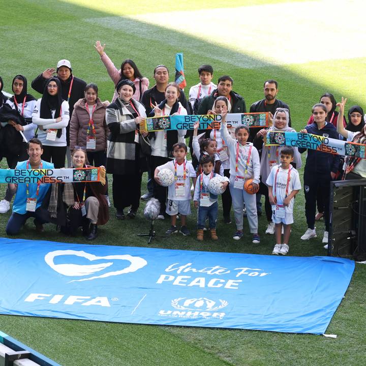 MELBOURNE, AUSTRALIA - AUGUST 08: FIFA and UNHCR (UN Refugee Agency) have invited refugees, who have settled in Australia, to watch the FIFA Women's World Cup Australia & New Zealand 2023 Round of 16 match between Colombia and Jamaica at Melbourne Rectangular Stadium on August 08, 2023 in Melbourne / Naarm, Australia. (Photo by Alex Grimm - FIFA/FIFA via Getty Images)