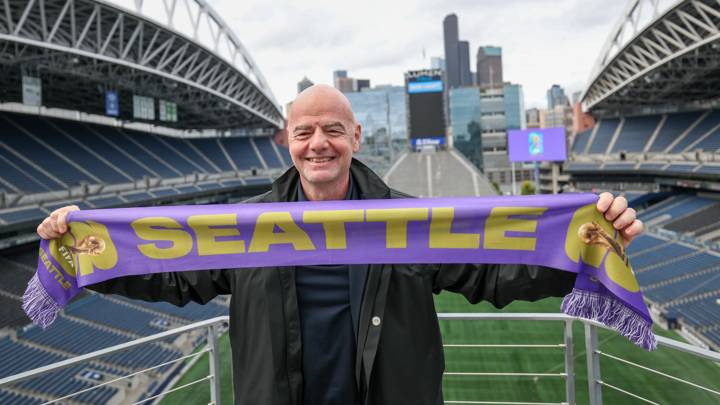 SEATTLE, UNITED STATES - OCTOBER 14: FIFA President Gianni Infantino visits Lumen Field on Seattle, WA on October 14, 2024. (Photo by Steph Chambers - FIFA/FIFA via Getty Images)