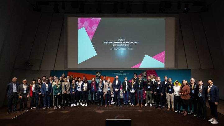 ZURICH, SWITZERLAND - JANUARY 23: A group photo during the Post FIFA Women's World Cup Coaches Forum at HoF, Home of FIFA on January 23, 2024 in Zurich, Switzerland. (Photo by Harold Cunningham/FIFA)