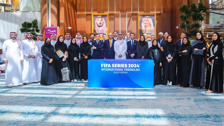 JEDDAH, SAUDI ARABIA - MARCH 21: A group photo during a FIFA meeting with Saudi Arabian Football Federation on March 21, 2024 in Jeddah, Saudi Arabia. (Photo courtesy of SAFF)