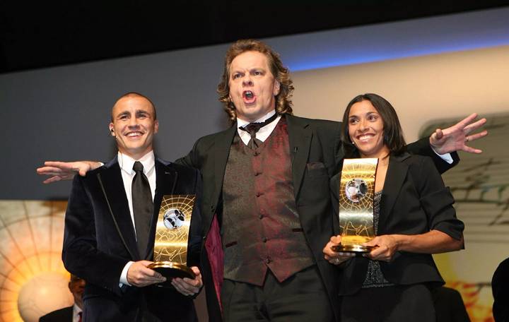 Fabio Cannavaro, German baritone Michael Volle and Marta at the FIFA World Player of the Year Gala in 2006.