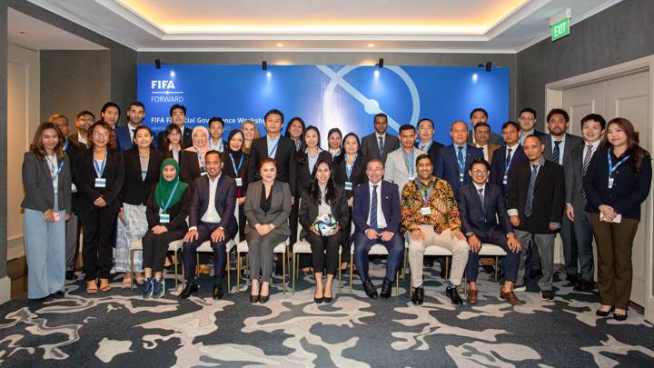 JAKARTA, INDONESIA - NOVEMBER 16: Group poses at FIFA Financial Governance Workshop at St. Regis Hotel on November 16, 2023 in Jakarta, Indonesia. (Photo by Afriadi Hikmal - FIFA/FIFA via Getty Images)