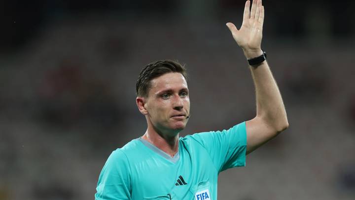 NICE, FRANCE - JULY 25: Referee Ramon Abatti during the Women's group B match between United States and Zambia during the Olympic Games Paris 2024 at Stade de Nice on July 25, 2024 in Nice, France. (Photo by Marc Atkins/Getty Images)