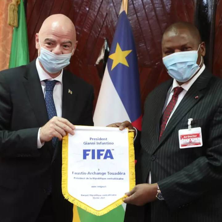 FIFA President Gianni Infantino meets President of Central African Republic Faustin-Archange Touadéra