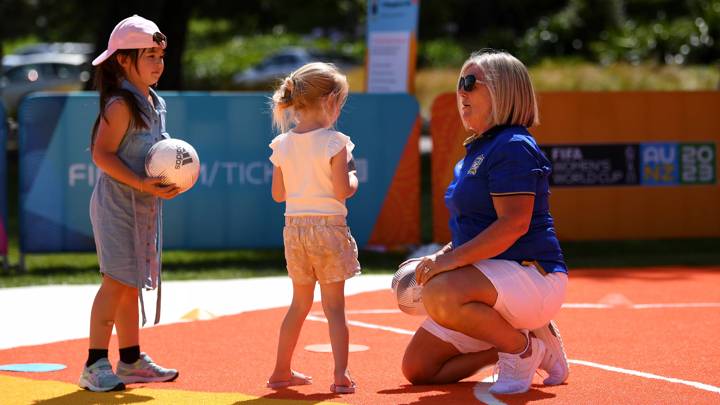 HAMILTON, NEW ZEALAND - FEBRUARY 18: Ex Waikato / New Zealand Football Players during the 2023 FIFA Women's World Cup Unity Pitch marketing activation at the Hamilton Lake Domain on February 18, 2023 in Hamilton, New Zealand. (Photo by Joe Allison - FIFA/FIFA via Getty Images)