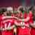 April 13, 2021, Lodz, Poland: Dominika Grabowska, Ewa Pajor, Natalia Padilla-Bidas of Poland celebrate a goal with teammates during the women s football friendly match between Poland and Sweden at Widzew Lodz Stadium. Lodz Poland - ZUMAs197 20210413_zaa_s197_294 Copyright: xMikolajxBarbanellx