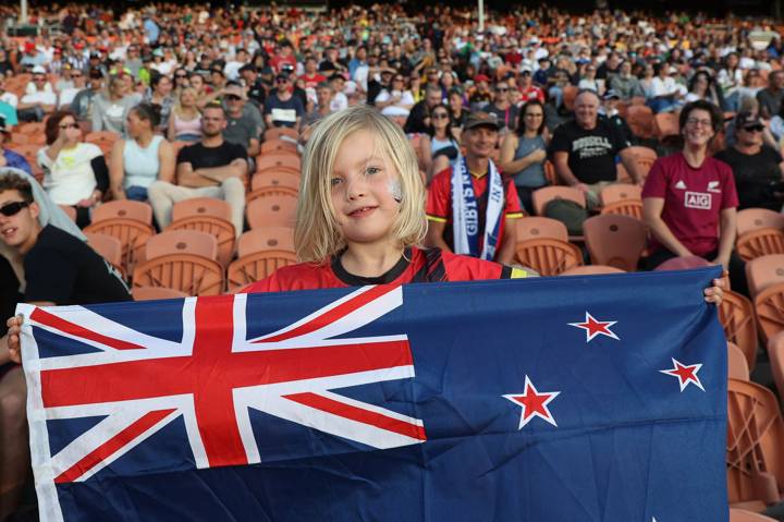 Fans during the International Friendly match between New Zealand and Portugal as part of the 2023 FIFA World Cup Play Off Tournament at Waikato Stadium