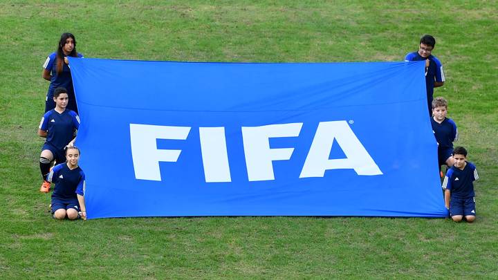 LA PLATA, ARGENTINA - JUNE 08: FIFA flag during the FIFA U-20 World Cup Argentina 2023  Semi Finals match between Uruguay and Israel at Estadio La Plata on June 08, 2023 in La Plata, Argentina. (Photo by Marcelo Endelli - FIFA/FIFA via Getty Images)