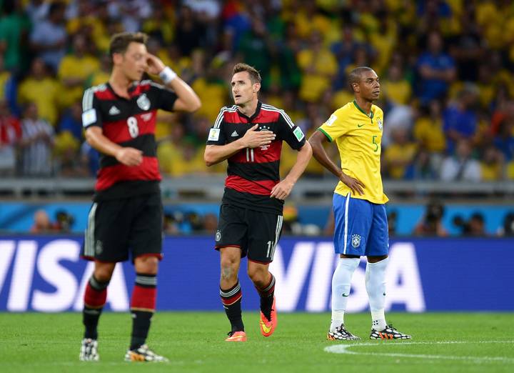 Miroslav Klose of Germany celebrates scoring his team second goal