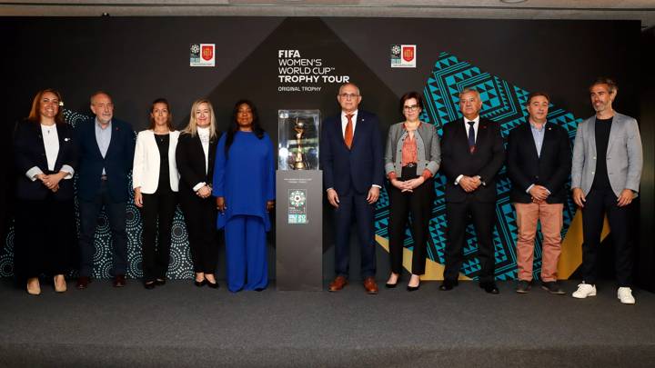 MADRID, SPAIN - MAY 22: The FIFA Women's World Cup Trophy Tour - Madrid on May 22, 2023 in Madrid, Spain. (Photo by Eidan Rubio)