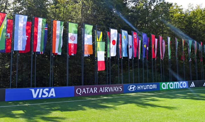 ZURICH, SWITZERLAND - SEPTEMBER 18: Italian flag at half-mast at the Home of FIFA, mourning Italian football legend Salvatore "Totò" Schillaci on September 18, 2024 in Zurich, Switzerland. (Photo by Kurt Schorrer - foto-net/FIFA)