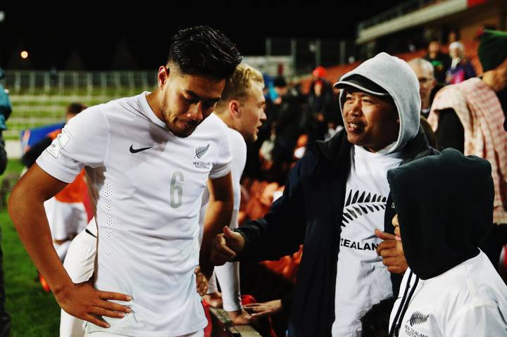 Bill Tuiloma of New Zealand is consoled by family after losing the FIFA U-20 World Cup New Zealand 2015 Round of 16 match between Portugal and New Zealand.