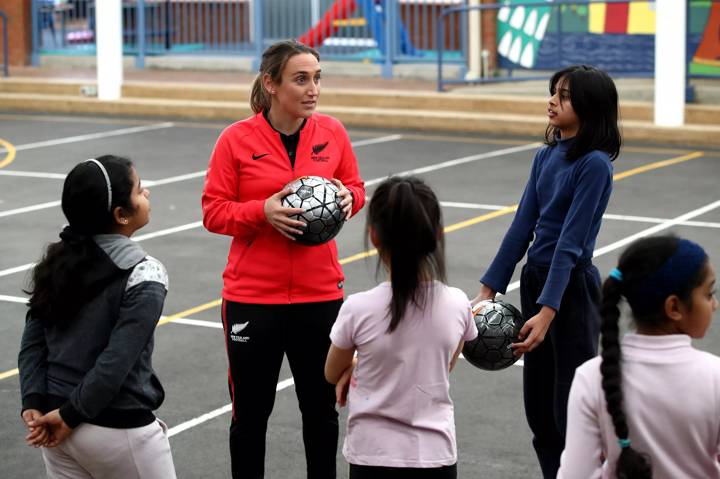 ootball player Fern Annalie Longo participates in a skills coaching session