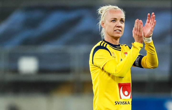 Caroline Seger of Sweden applauds.