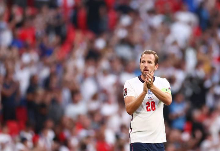 Harry Kane of England celebrates after during the 2022 FIFA World Cup Qualifier match between England and Andorra.