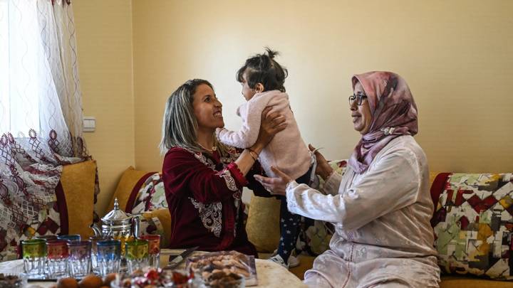 RABAT, MOROCCO - FEBRUARY 09: Najat Badri of L'AS FAR and Women Morocco National team with her family at her home on February 09, 2023 in Rabat, Morocco. (Photo by David Ramos - FIFA/FIFA via Getty Images)