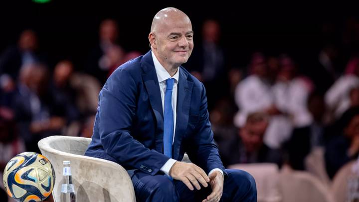 RIYADH, SAUDI ARABIA - OCTOBER 24: FIFA President Gianni Infantino during the FII The New Compass Conference on October 24, 2023 in Riyadh, Saudi Arabia. (Photo Courtesy of FII The New Compass Conference)