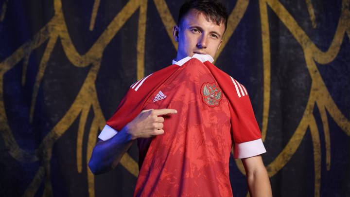 MOSCOW, RUSSIA - JUNE 08: Aleksandr Golovin of Russia poses during the official UEFA Euro 2020 media access day at The Novogorsk Training Center on June 08, 2021 in Moscow, Russia. (Photo by Joosep Martinson - UEFA/UEFA via Getty Images)