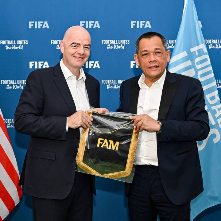 PARIS, FRANCE - FEBRUARY 27: FIFA President Gianni Infantino during a meeting with Football Association Of Malaysia President and FIFA Council Member Hamidin Bin Mohd Amin (R) at FIFA Paris Office on February 27, 2023 in Paris, France. (Photo by Harold Cunningham/FIFA)