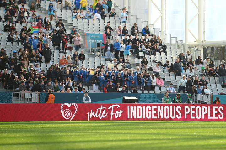 Poolburn School wait for the match between Argentina and South Africa in Dunedin to kick-off