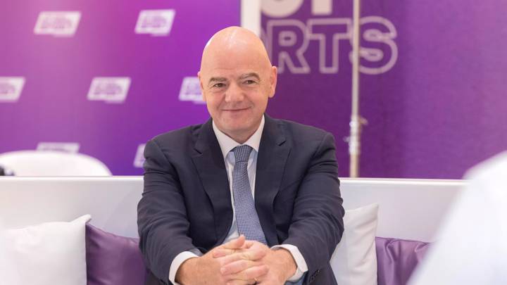 RIYADH, SAUDI ARABIA - OCTOBER 23: FIFA President Gianni Infantino during the New Global Sport Conference on October 23, 2023 in Riyadh, Saudi Arabia. (Photo Courtesy of FGS Global)