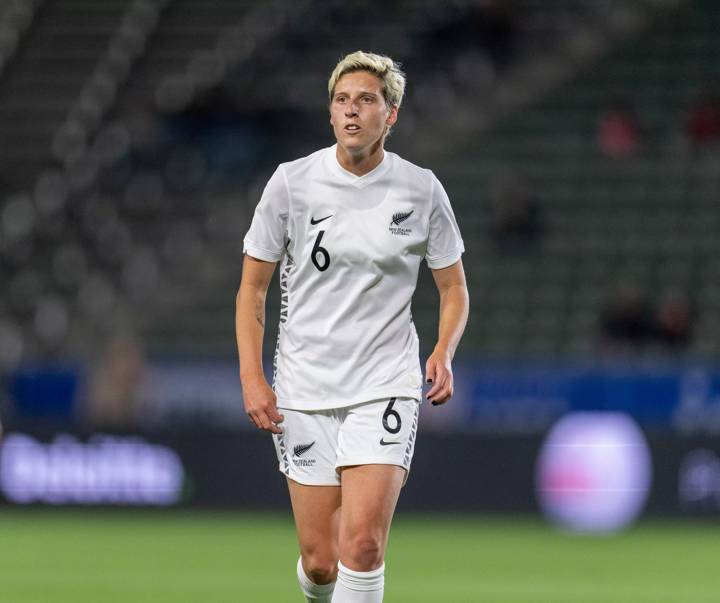 Rebekah Stott #6 of New Zealand looks to the ball during a game between New Zealand and Iceland.