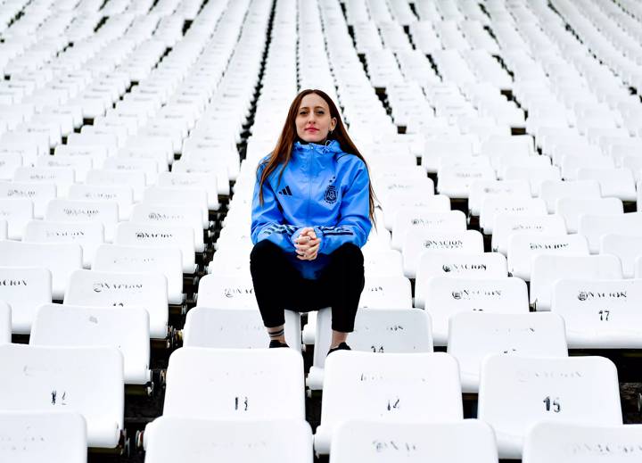 Carmina Aztarbe pose for a photo at Mendoza Stadium on May 27, 2023 