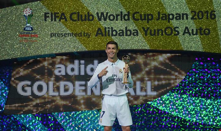 Cristiano Ronaldo with the adidas Golden Ball at Japan 2016