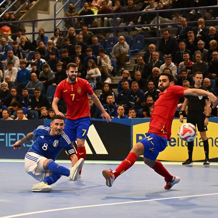 FAENZA, ITALY - DECEMBER 20: Carmelo Musumec of Italy during the FIFA Futsal World Cup 2024 Qualifier match between Italy and Spain on December 20, 2023 in Faenza, Italy. (Photo by Alessandro Sabattini/Getty Images)