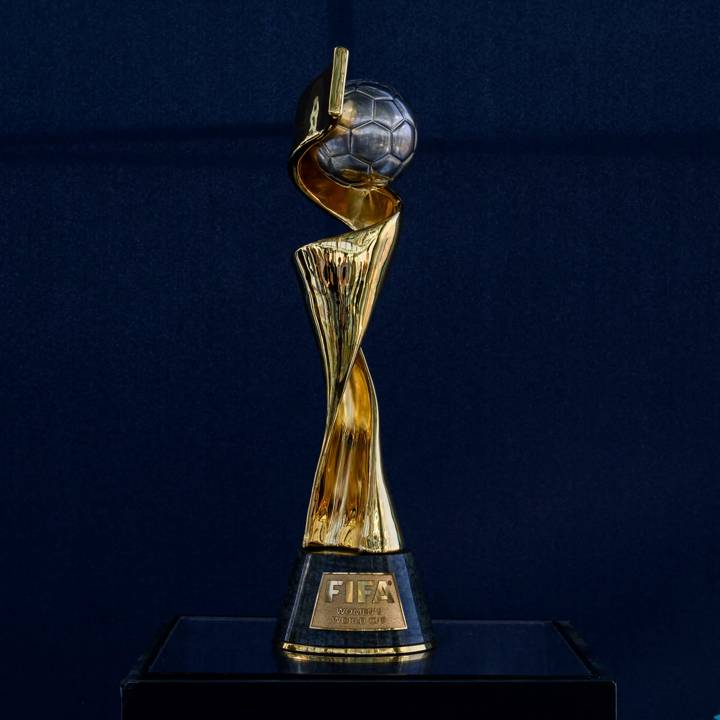 The FIFA Women's World Cup trophy is seen during its unveiling event at Summit at One Vanderbilt in New York City on April 14, 2023. (Photo by ANGELA WEISS / AFP) (Photo by ANGELA WEISS/AFP via Getty Images)