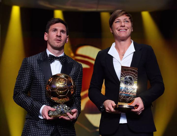 Lionel Messi and Abby Wambach at the FIFA Gala for 2012