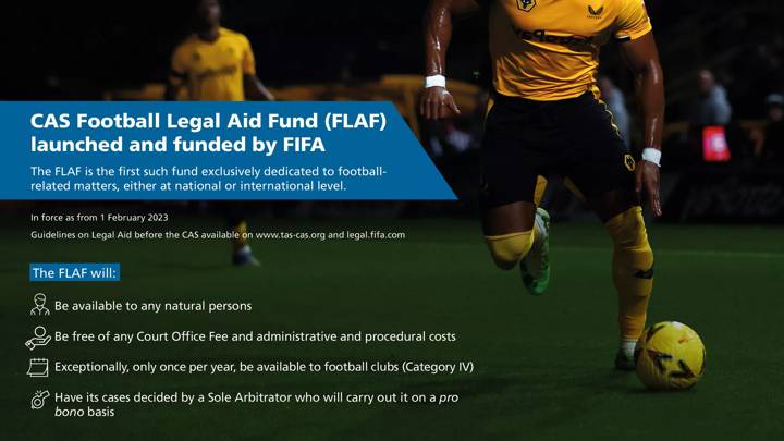 CAS Football Legal Aid Fund launched and funded by FIFA