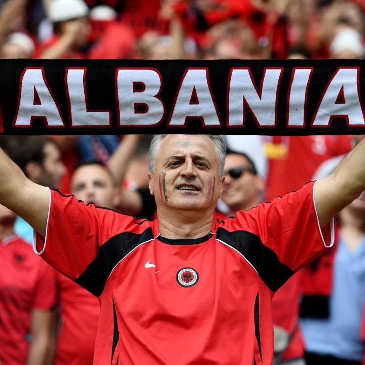 An Albania supporter enjoys the atmosphere prior to the UEFA EURO 2016 Group A match between Albania and Switzerland at Stade Bollaert-Delelis on June 11, 2016 in Lens, France. (Photo by Shaun Botterill/Getty Images)